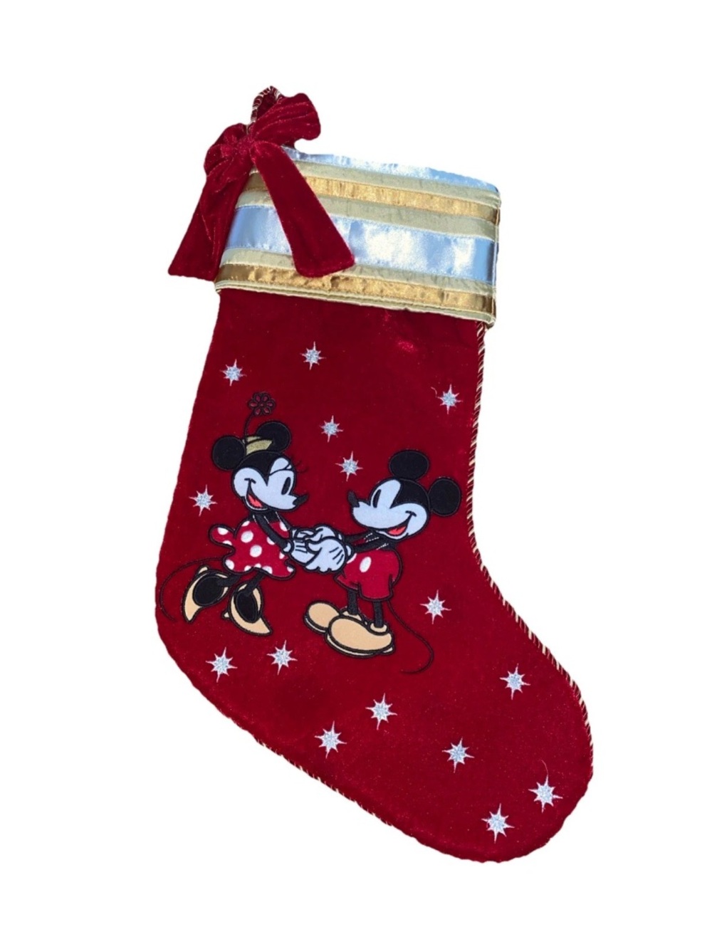 Disney Store Mickey Minnie Mouse Christmas Stocking Embroidered
